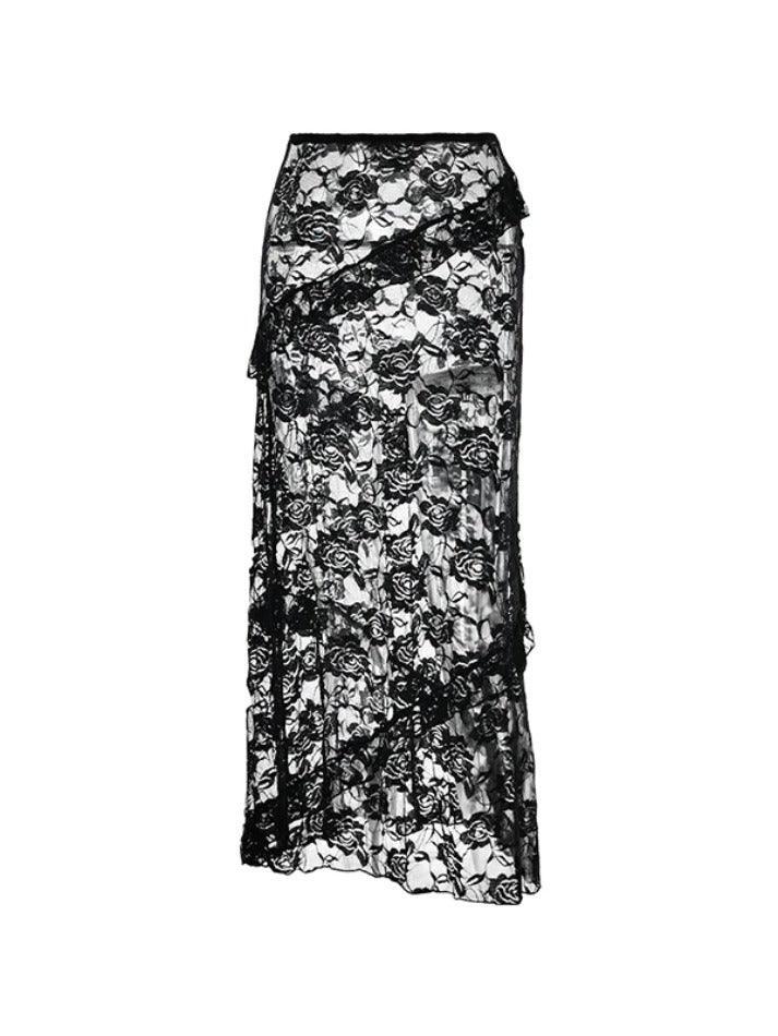 Designed Lace Stitching Maxi Skirts