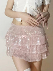 Sequin Tiered Mini Skirt