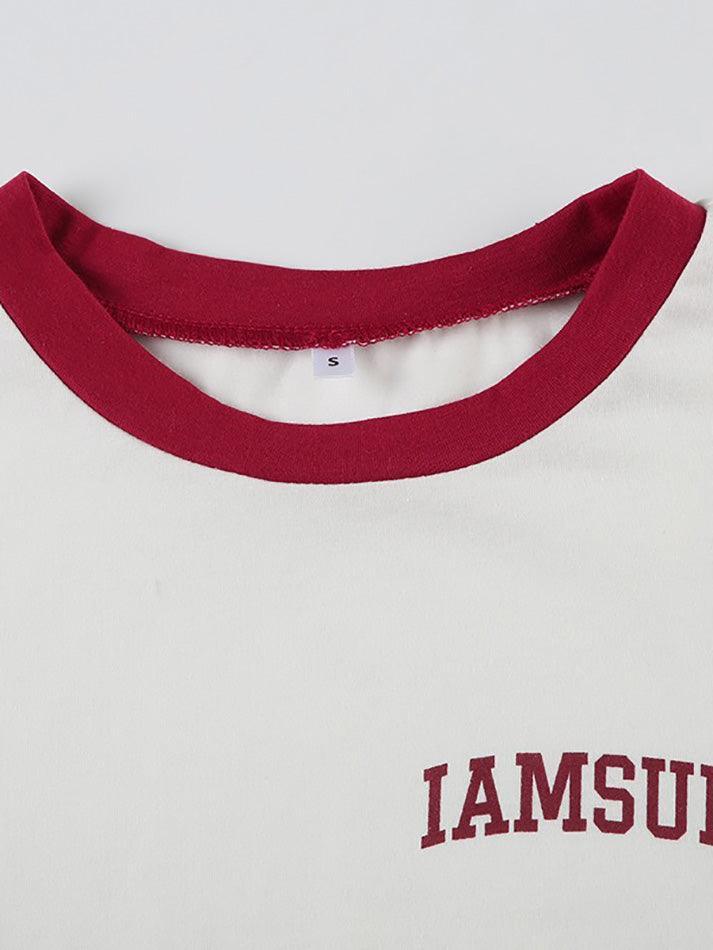 Contrast Letter Print Round Neck Tee
