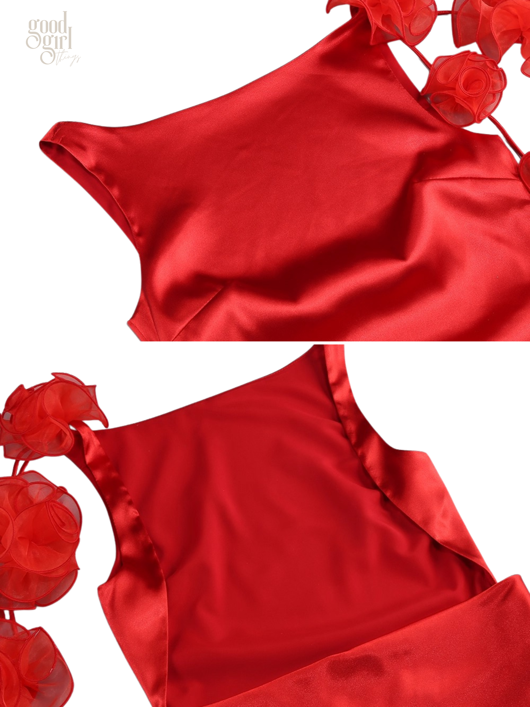 Rosalia Satin Bloom Mini Dress