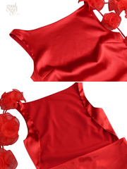 Rosalia Satin Bloom Mini Dress