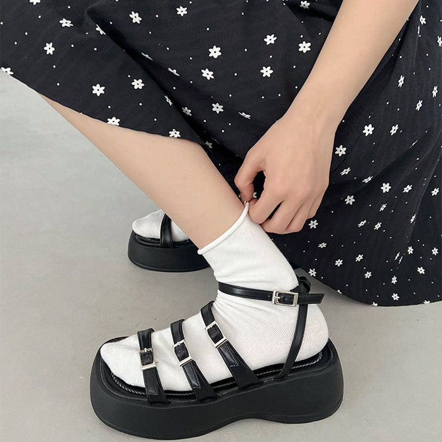 Buckle Multi-Strap Platform Sandals