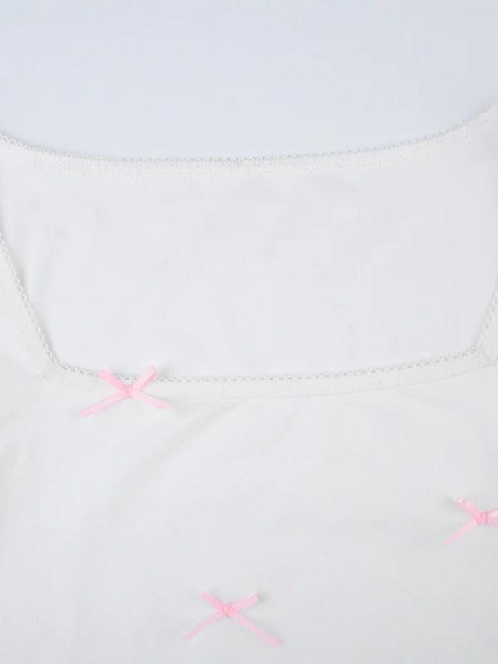 Bow Splice Square Neck Long Sleeve Tee