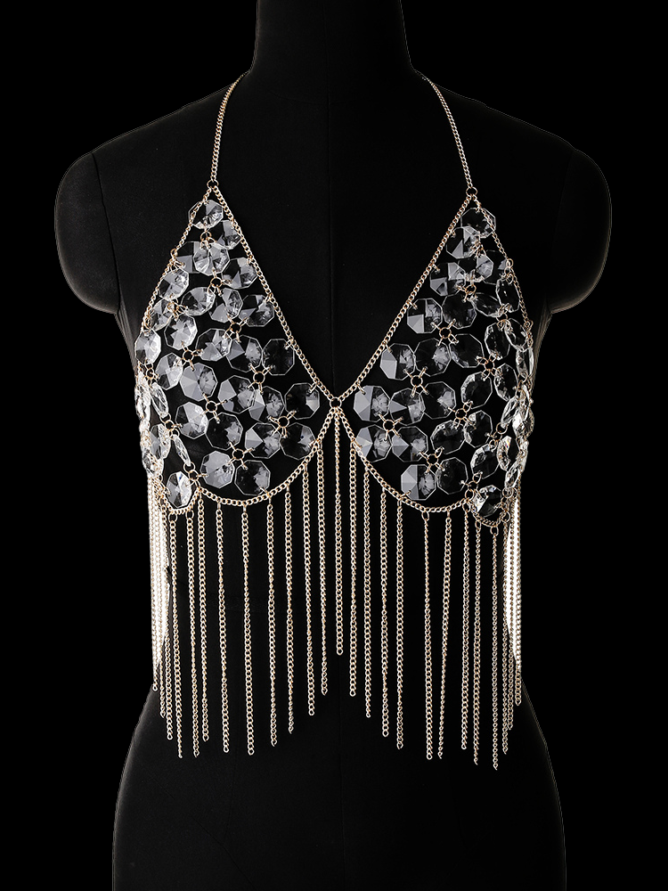 Acrylic Decoration Tassel Halter Bra Chain