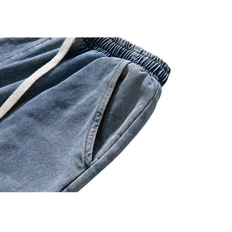 Washed Pleated Loose Jeans