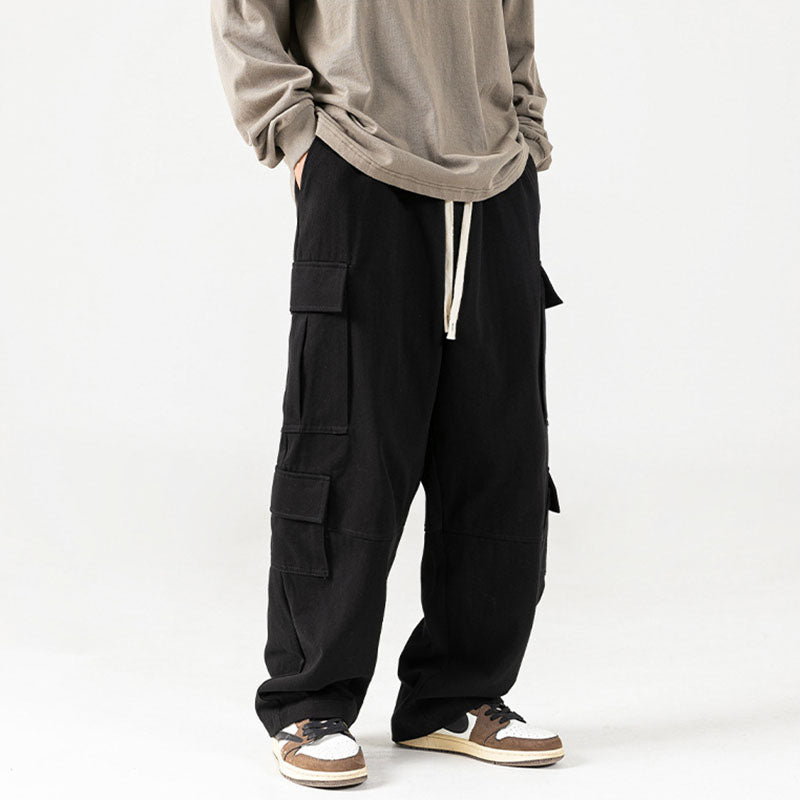 Multi Pocket Patch Solid Color Cargo Pants