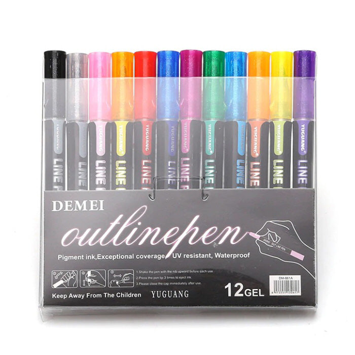 12 Colors Outline Marker