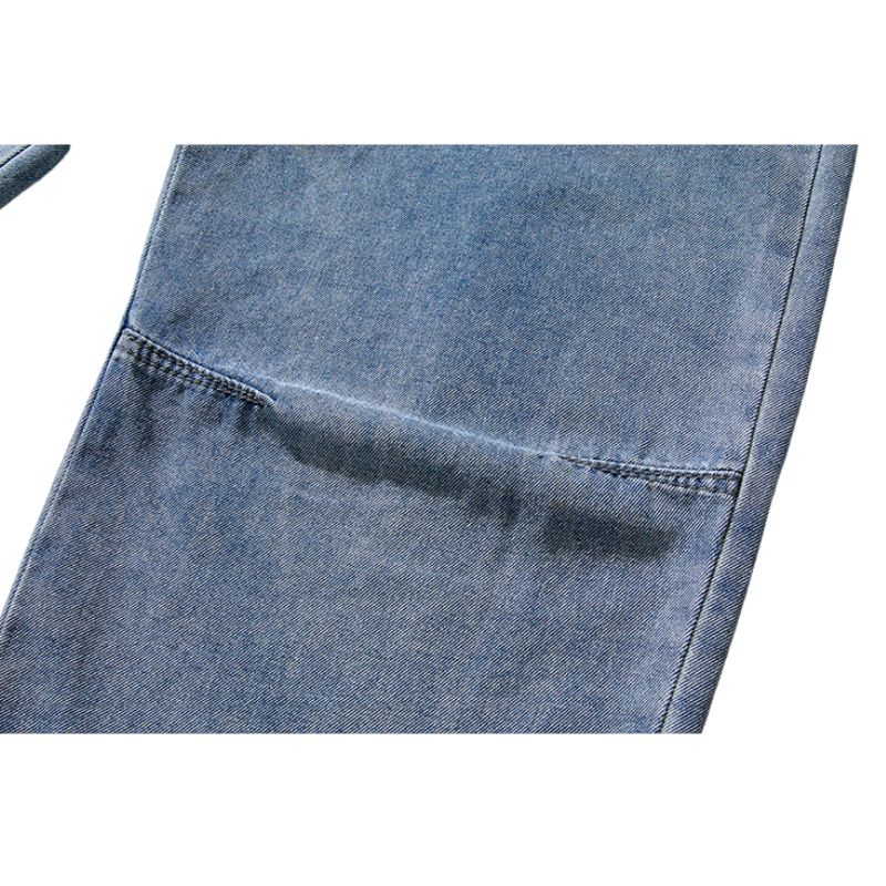 Washed Pleated Loose Jeans