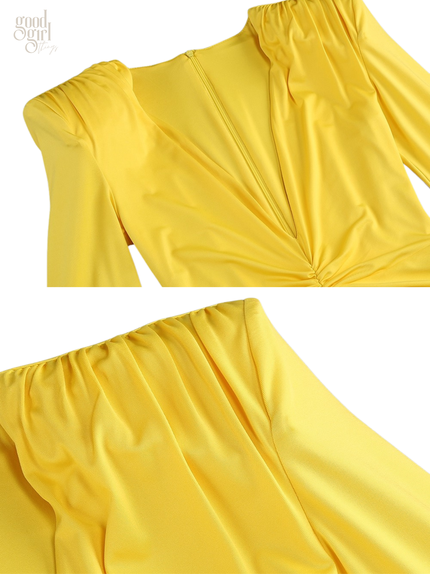 Mya Long Sleeve Ruched Maxi Gown