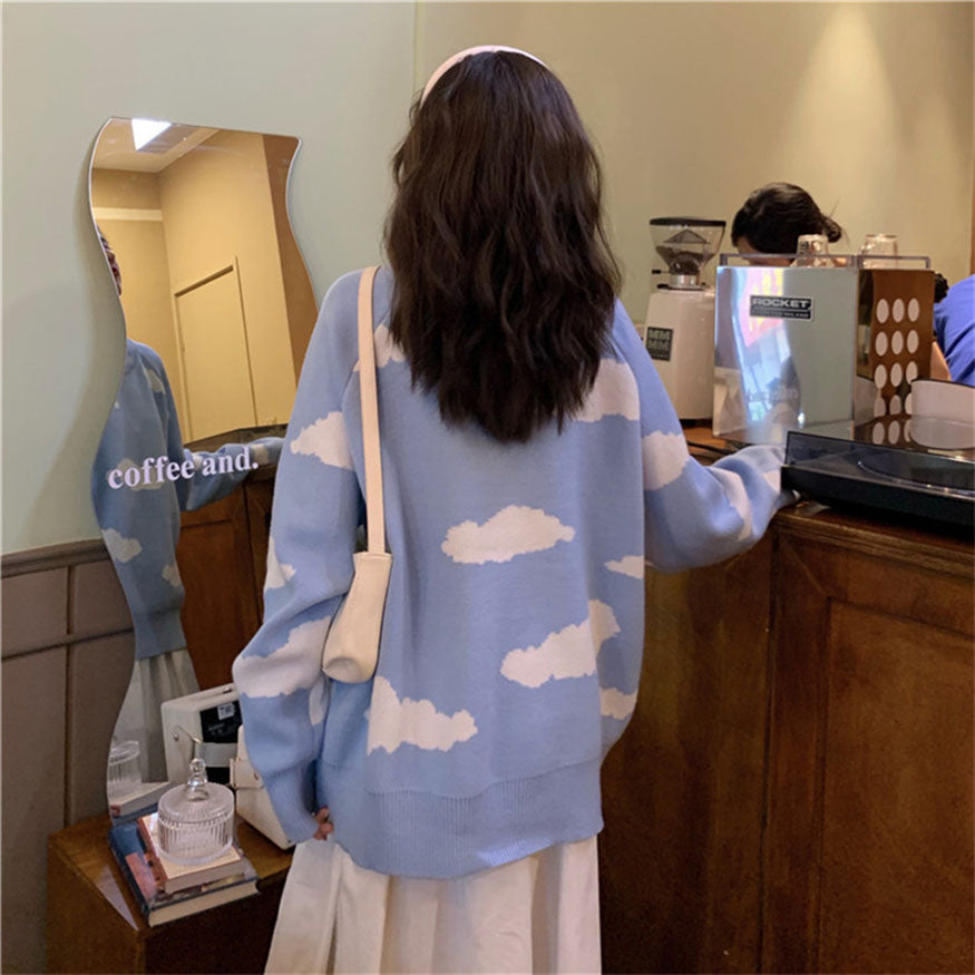 Stylish Cloud Print Sweater