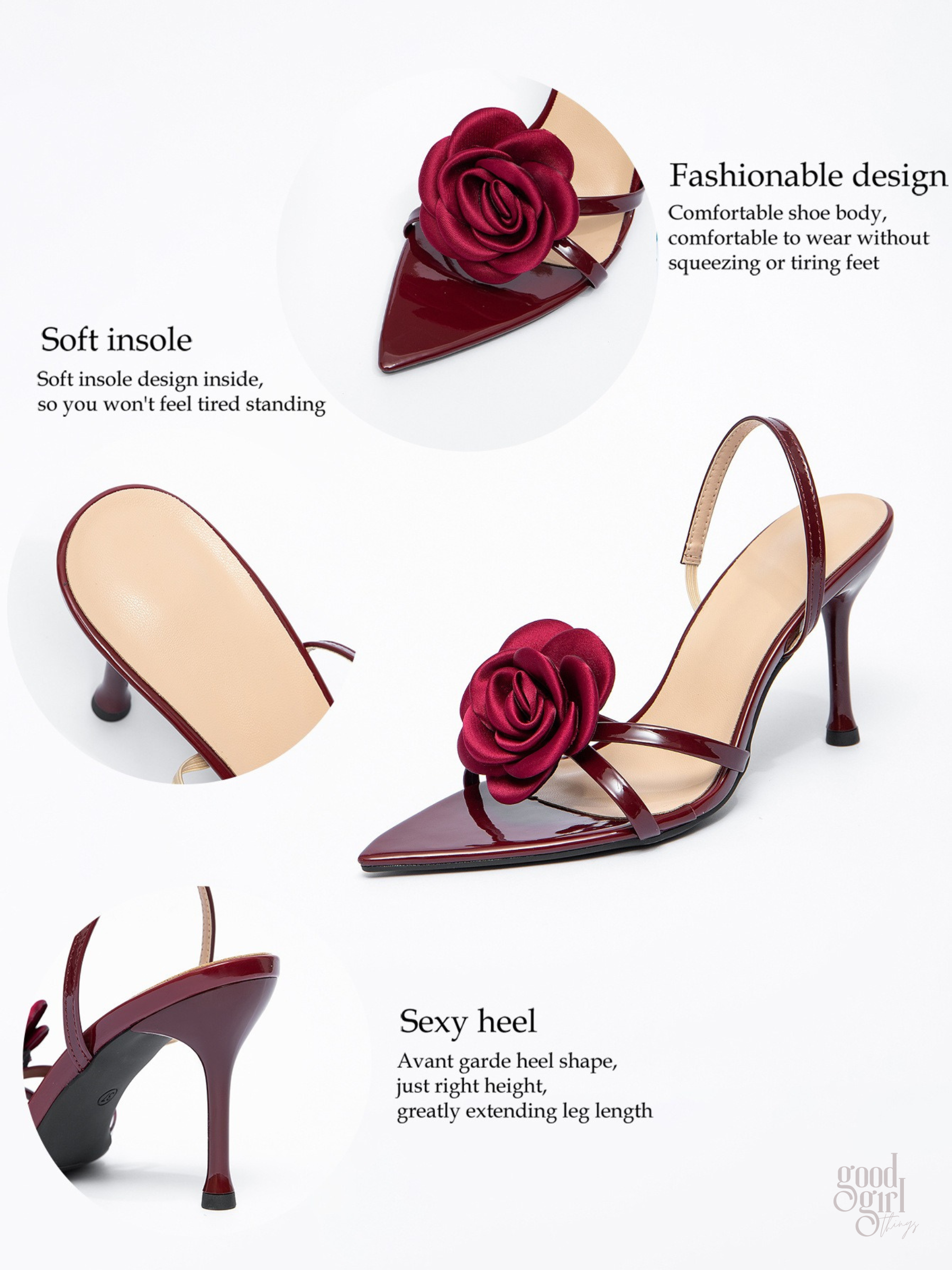 Nour Slingback Heels with Satin Rose