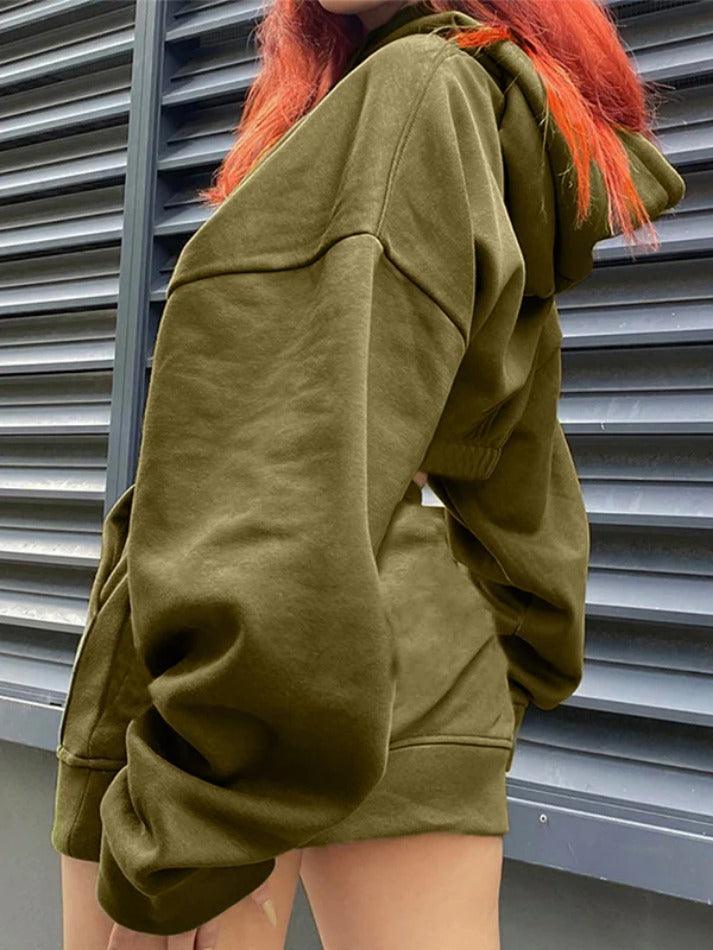 Solid Hooded Cropped Elastic High Rise Two Piece