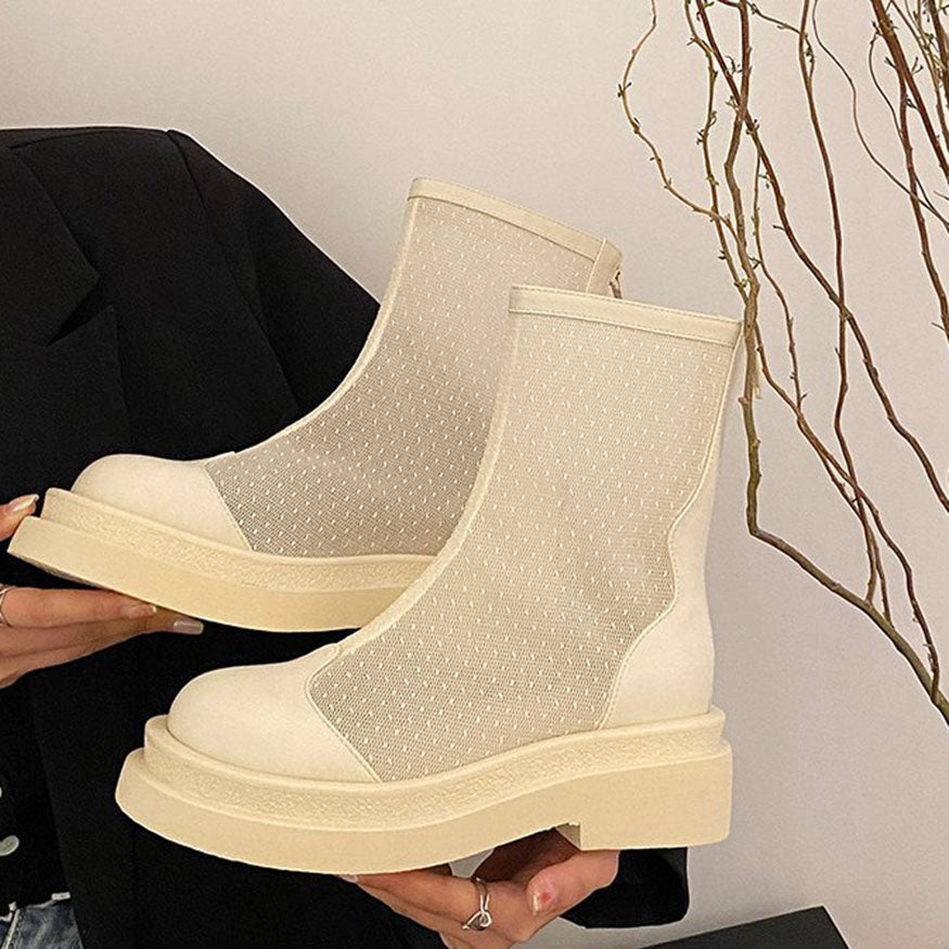 Mesh Patchwork Breathable Back Zip Summer Boots