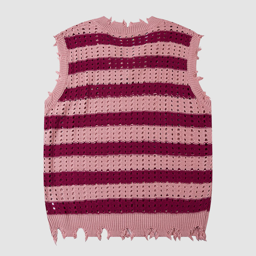 Hollow Out Stripe Vest Sweater