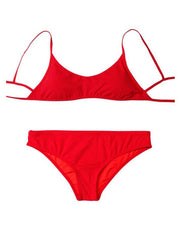 Cherry Bomb Solid Lace-Up Bikini Set