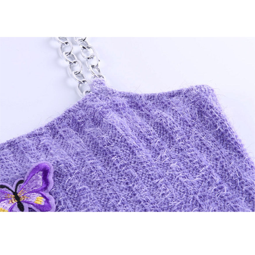 Butterfly Chain Strap Knit Tank Top