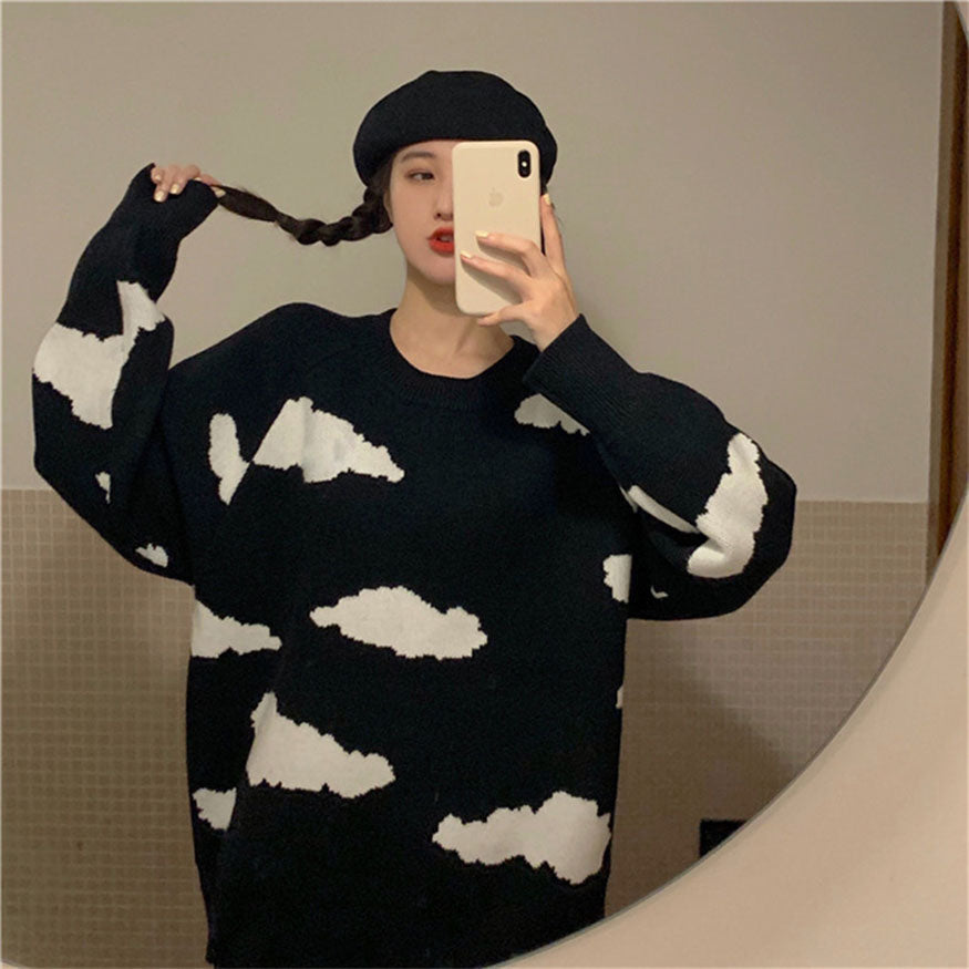 Stylish Cloud Print Sweater