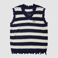 Hollow Out Stripe Vest Sweater