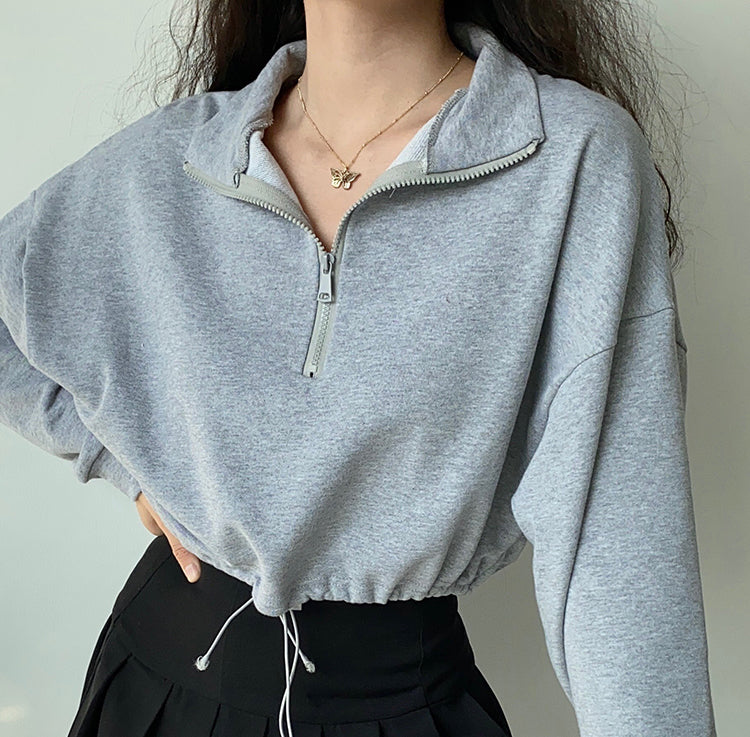 Basics Half Zip Drawstring Pullover