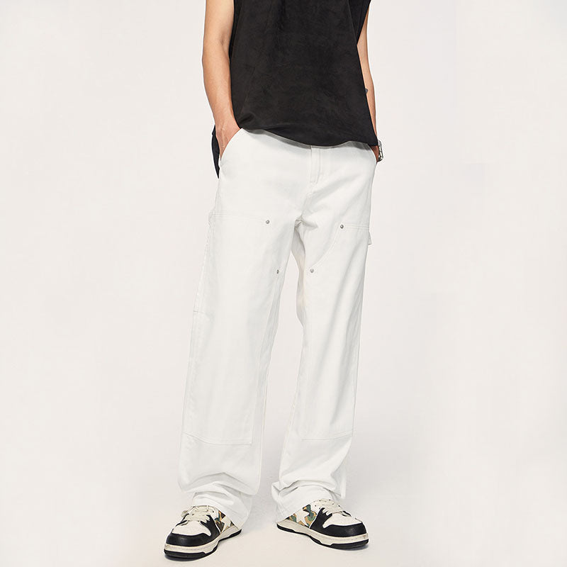 Wide Leg Solid Color Cargo Pants