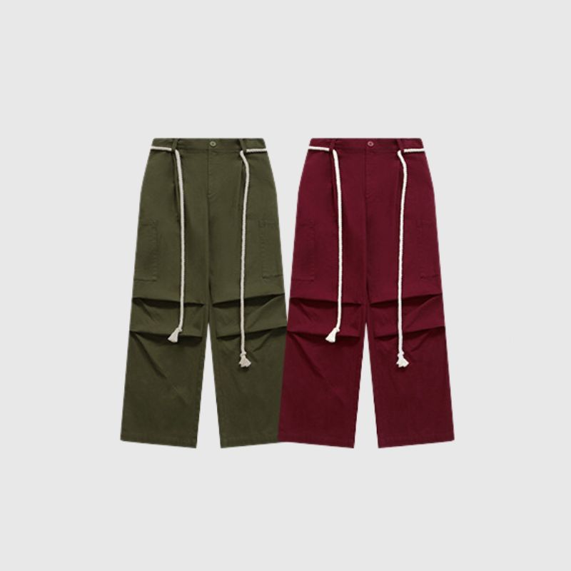 Lace-up Wide Leg Cargo Pants