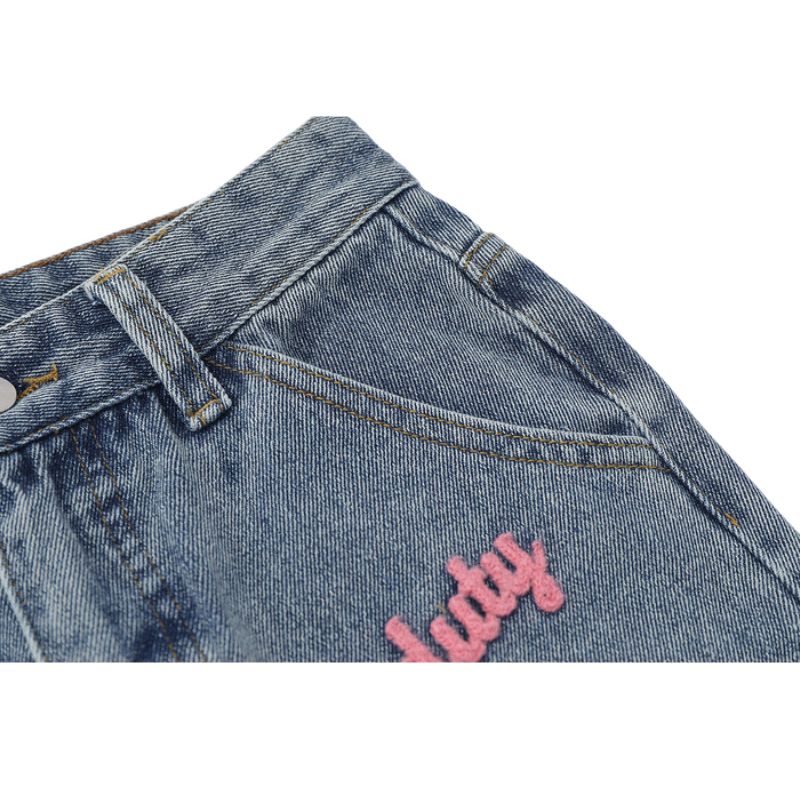 Letter and Star Embroidered Design Jeans