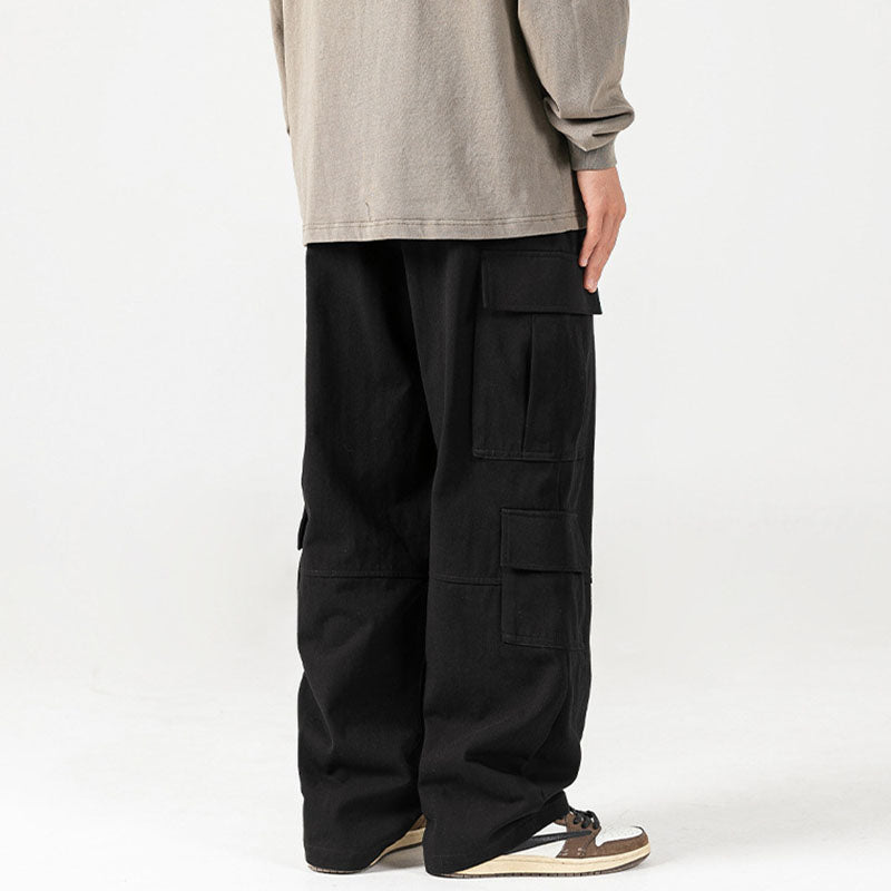 Multi Pocket Patch Solid Color Cargo Pants