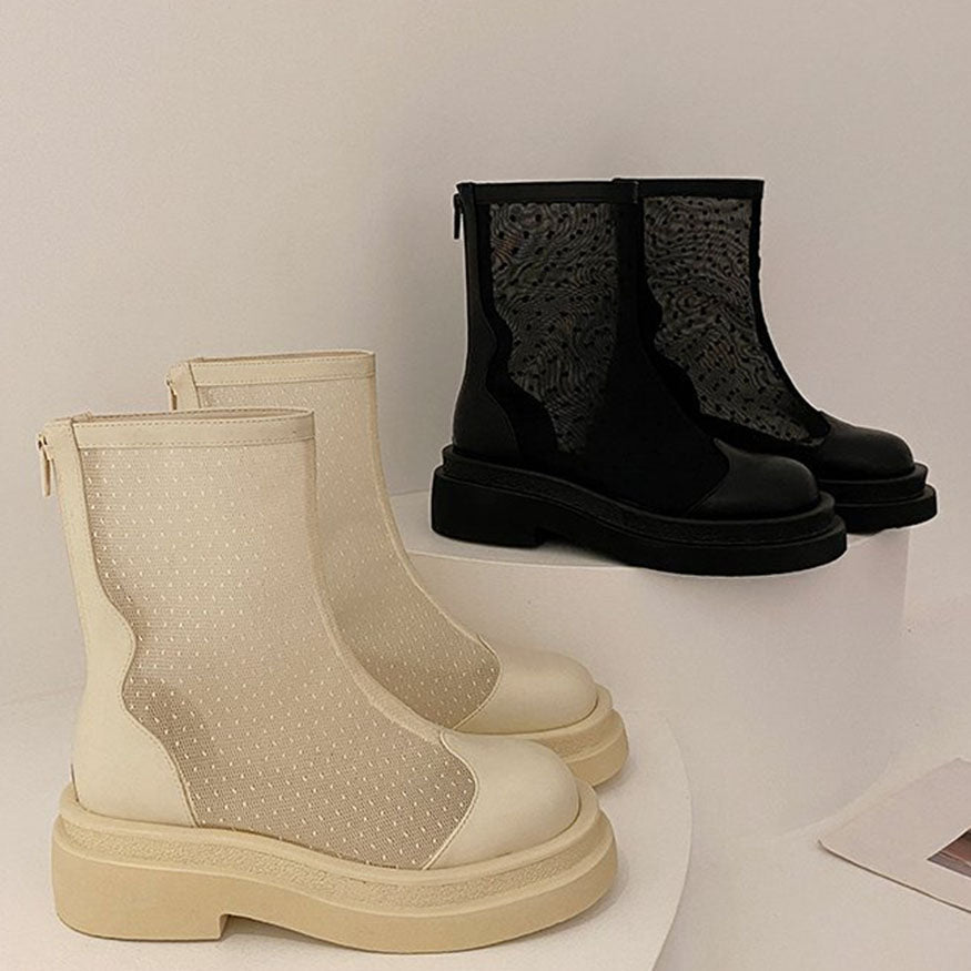 Mesh Patchwork Breathable Back Zip Summer Boots