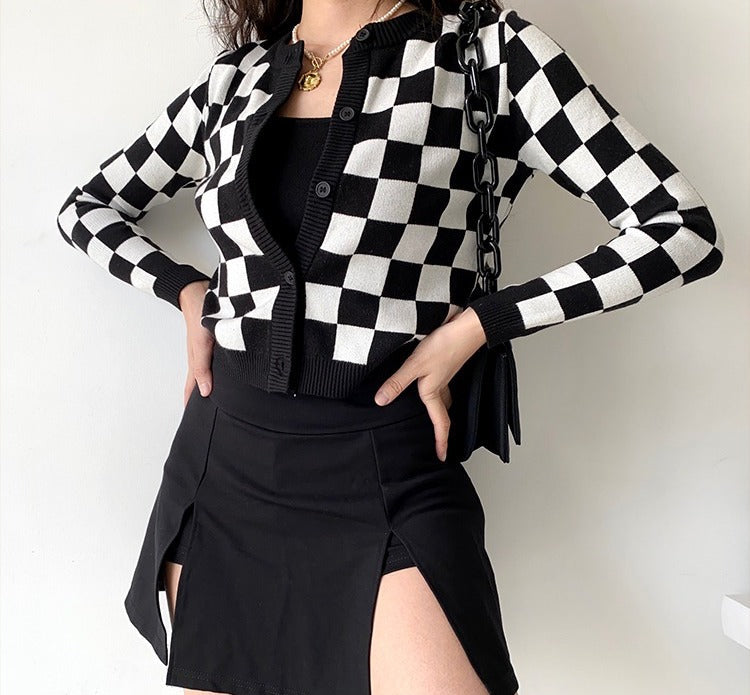 Checker Board Cardi-Cami Set