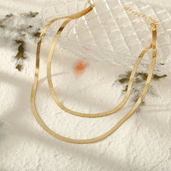 Double Golden Snake Blade Style Necklace