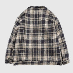 Ins Woolen Grid Pattern Baggy Jacket