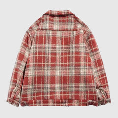 Ins Woolen Grid Pattern Baggy Jacket