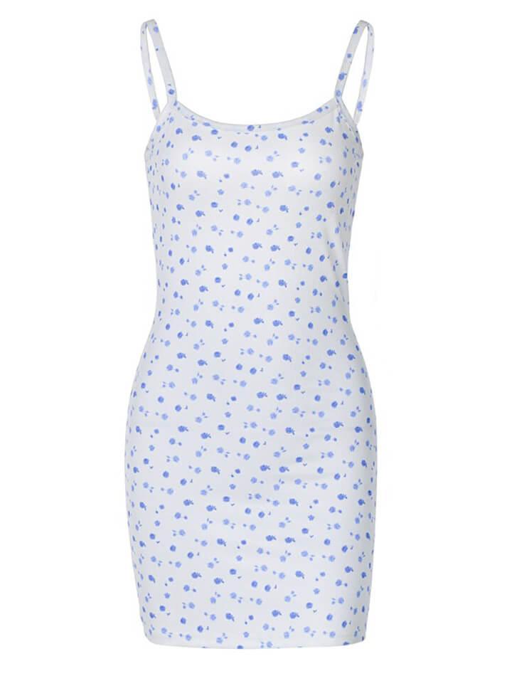 Floral Backless Skinny Halter Dress