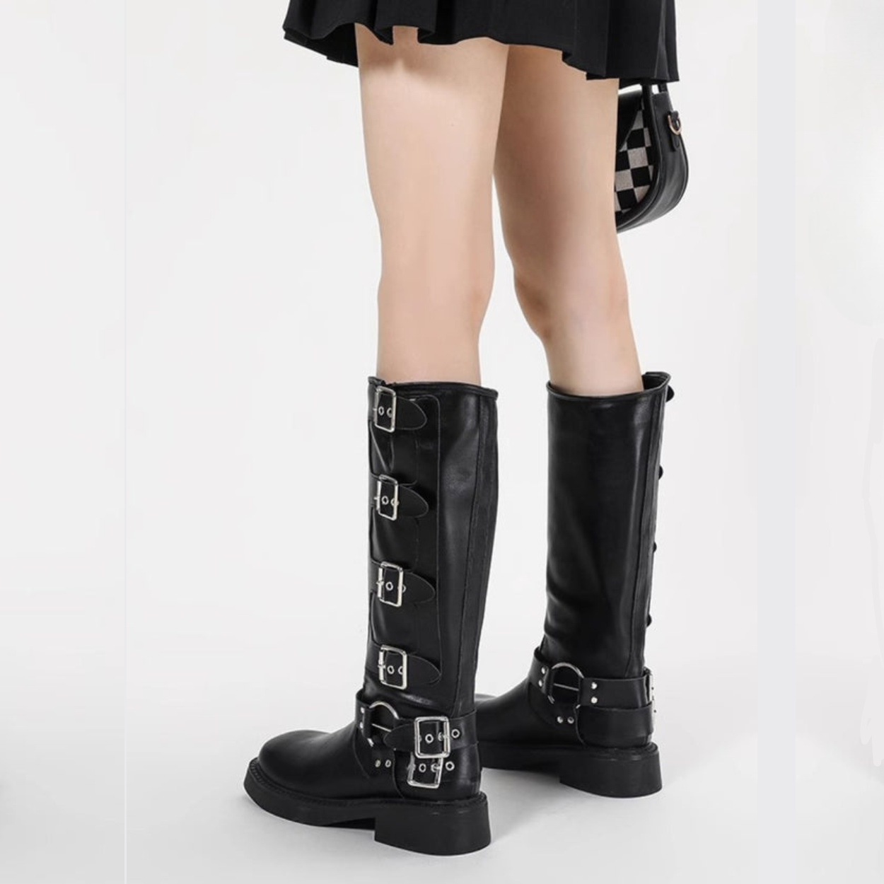 Black Leather biker boots