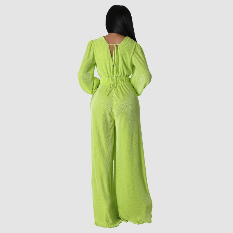 Pleated Long Sleeve Jumpsuits