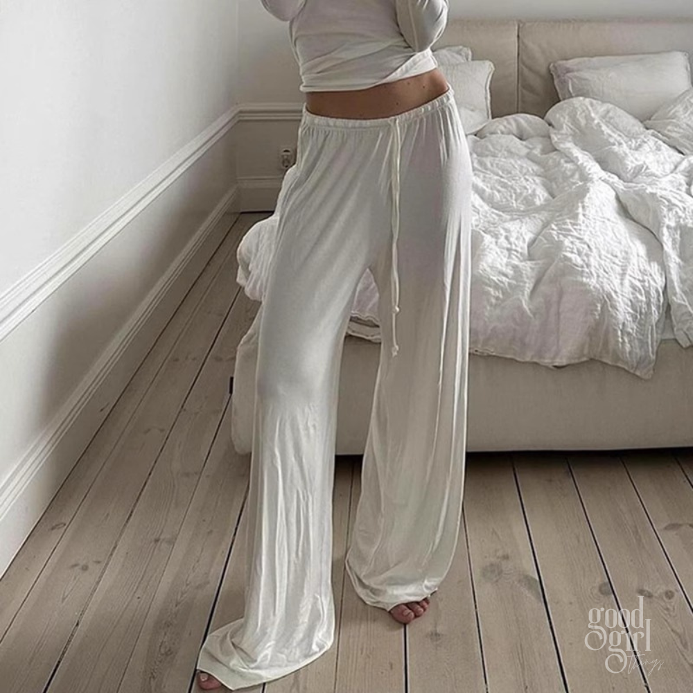 Hollie Soft Drape White Lounge Pants