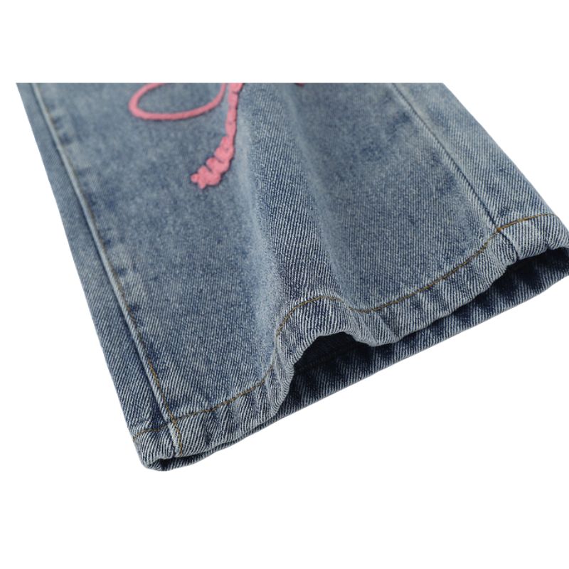 Letter and Star Embroidered Design Jeans