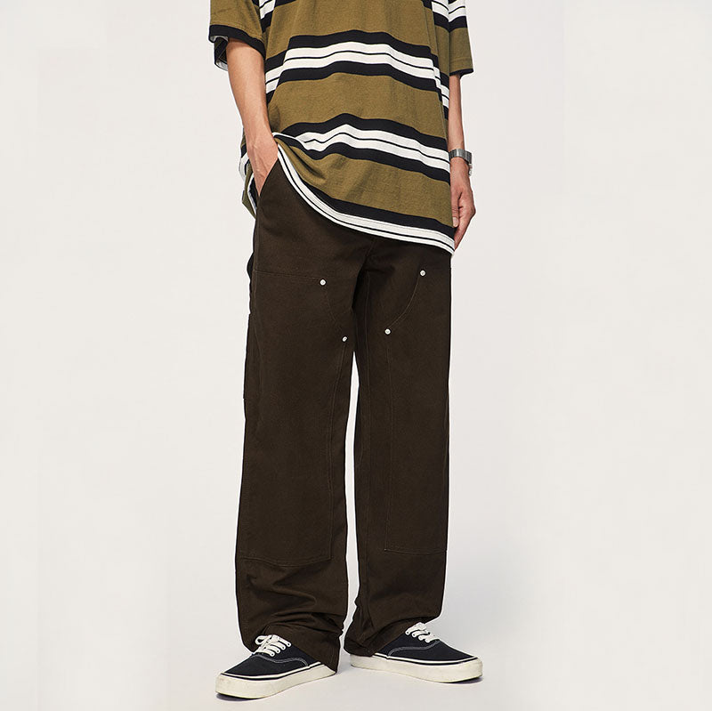 Wide Leg Solid Color Cargo Pants