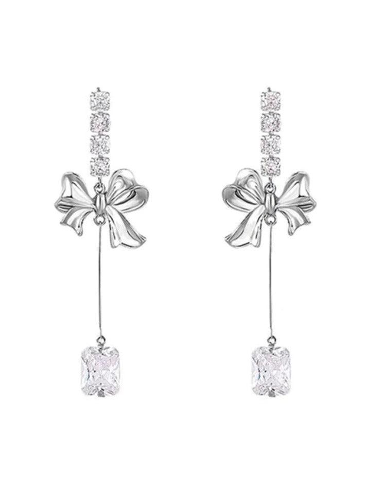 Bow Zircon Pendant Drop Earring