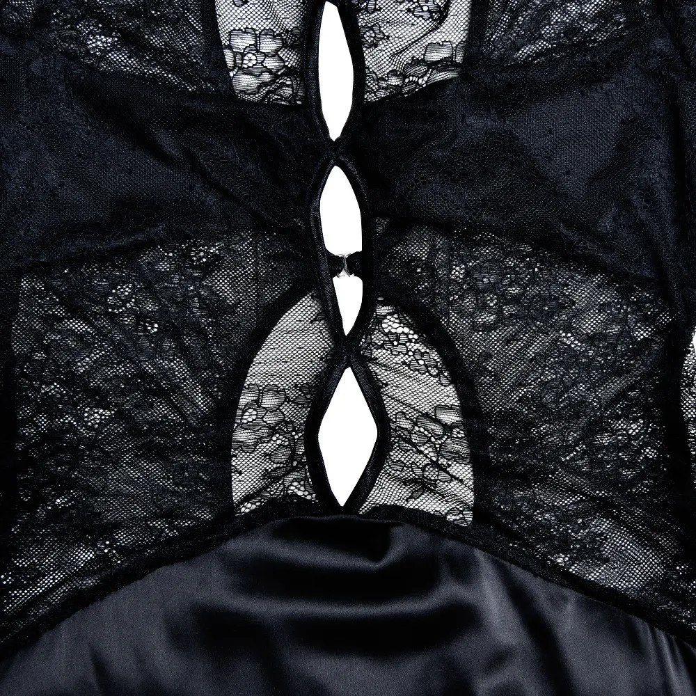 Black Lace Bodice Long Sleeves Dress
