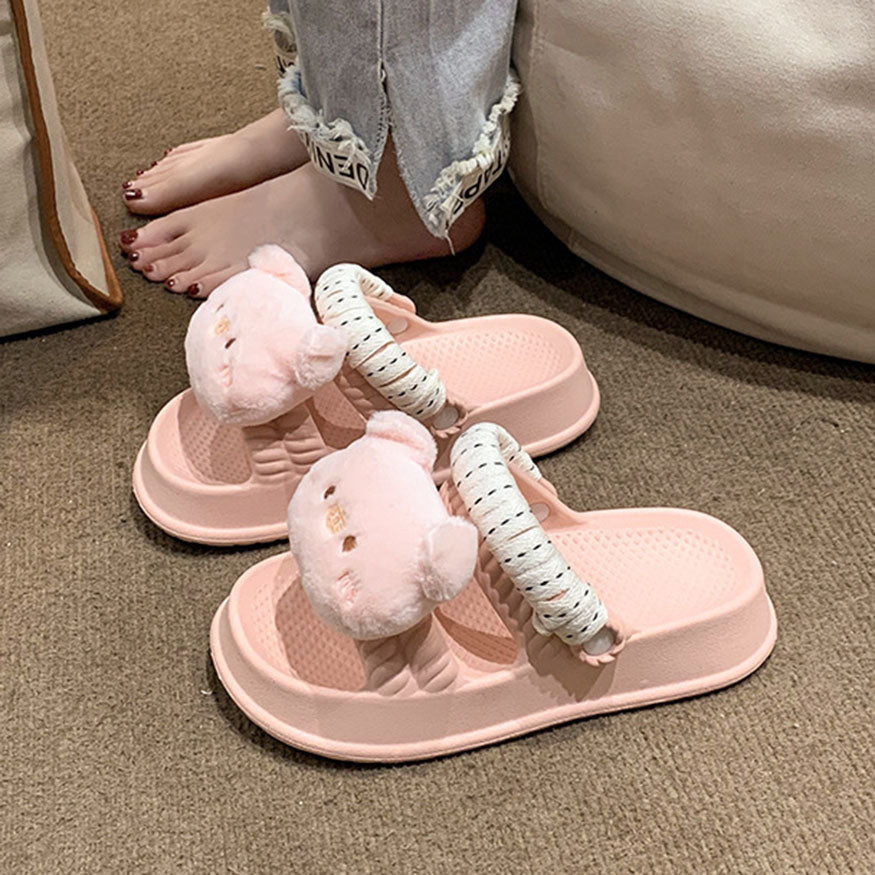 Two Strap Cartoon Doll Decor Sandals