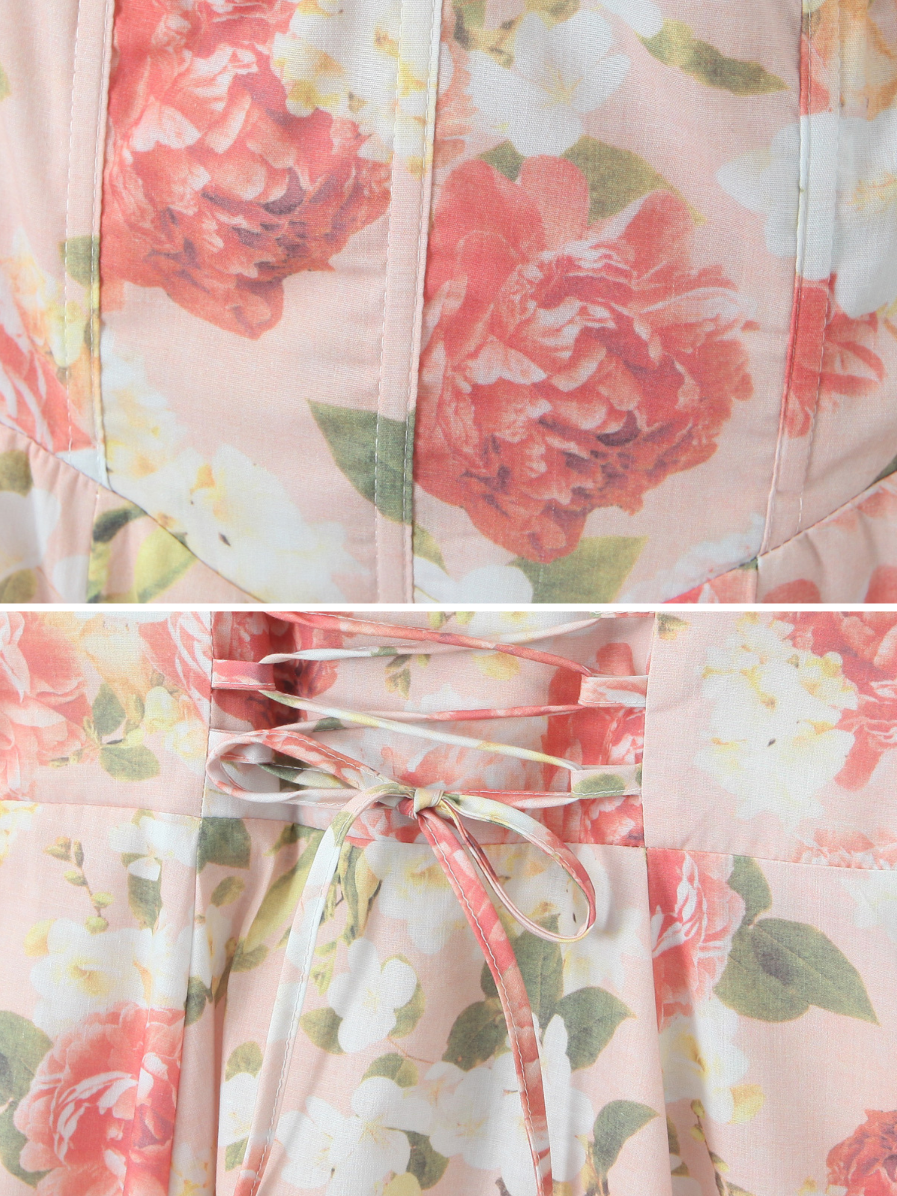 Gioia Lace-Up Floral Midi Dress
