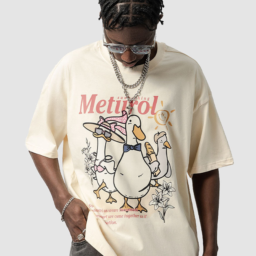 Vacation Goose Pattern Print Tee