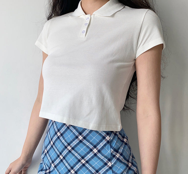 Basics Crop Polo Top