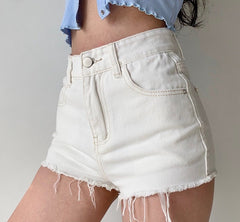 Frayed High Waist Denim Shorts