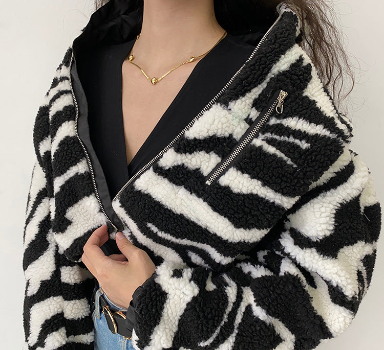 Trend Setter Lambswool Coat // Zebra