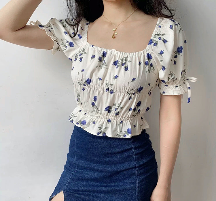 Juliet Floral Square Collar Top