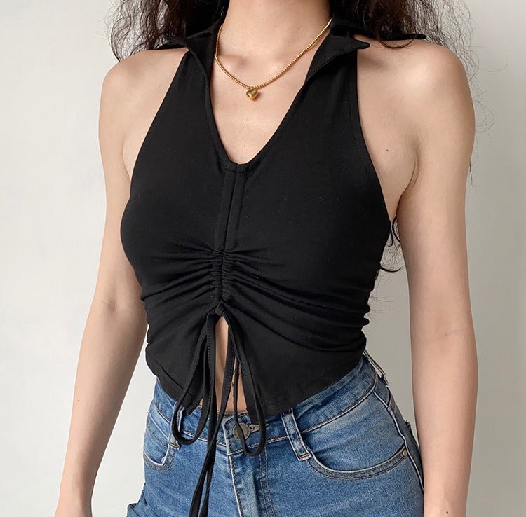 Vivian Halter Drawstring Top