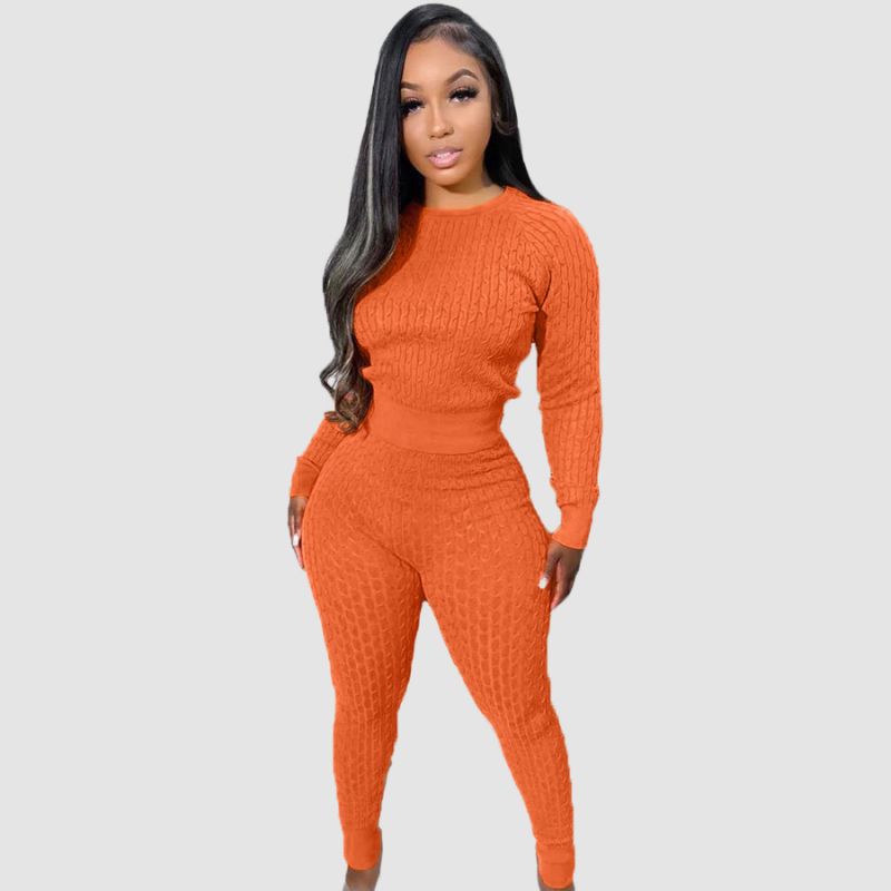 Solid Color Bodycon Sweater Set