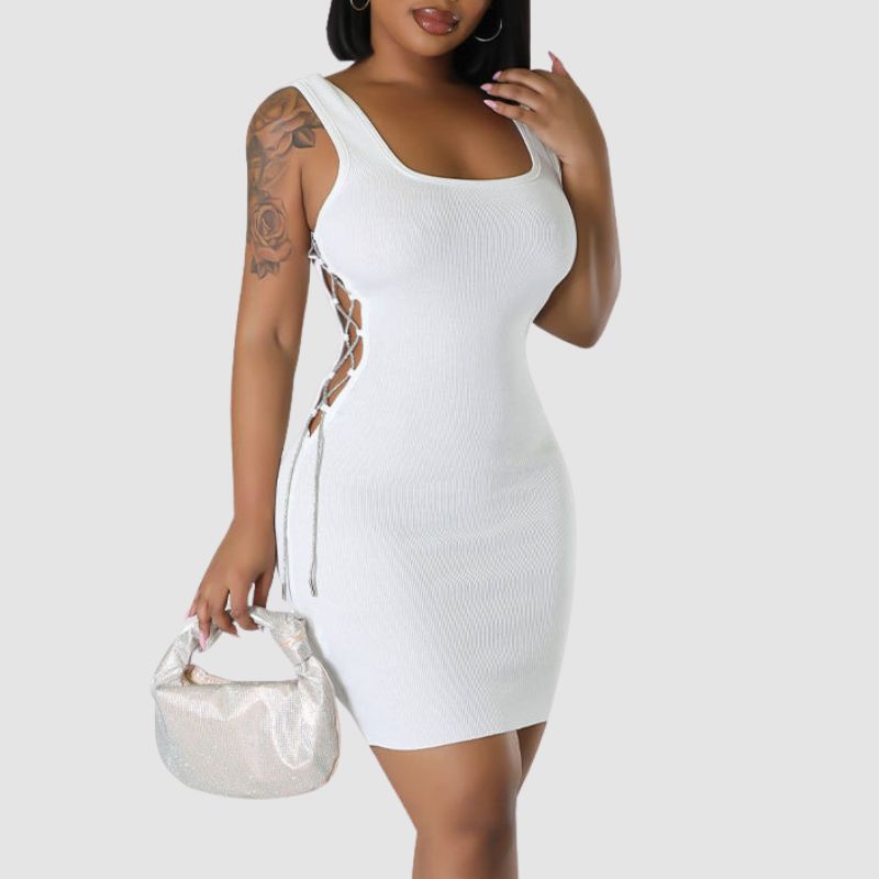 Tank Top Cut Out Drawstring Dress